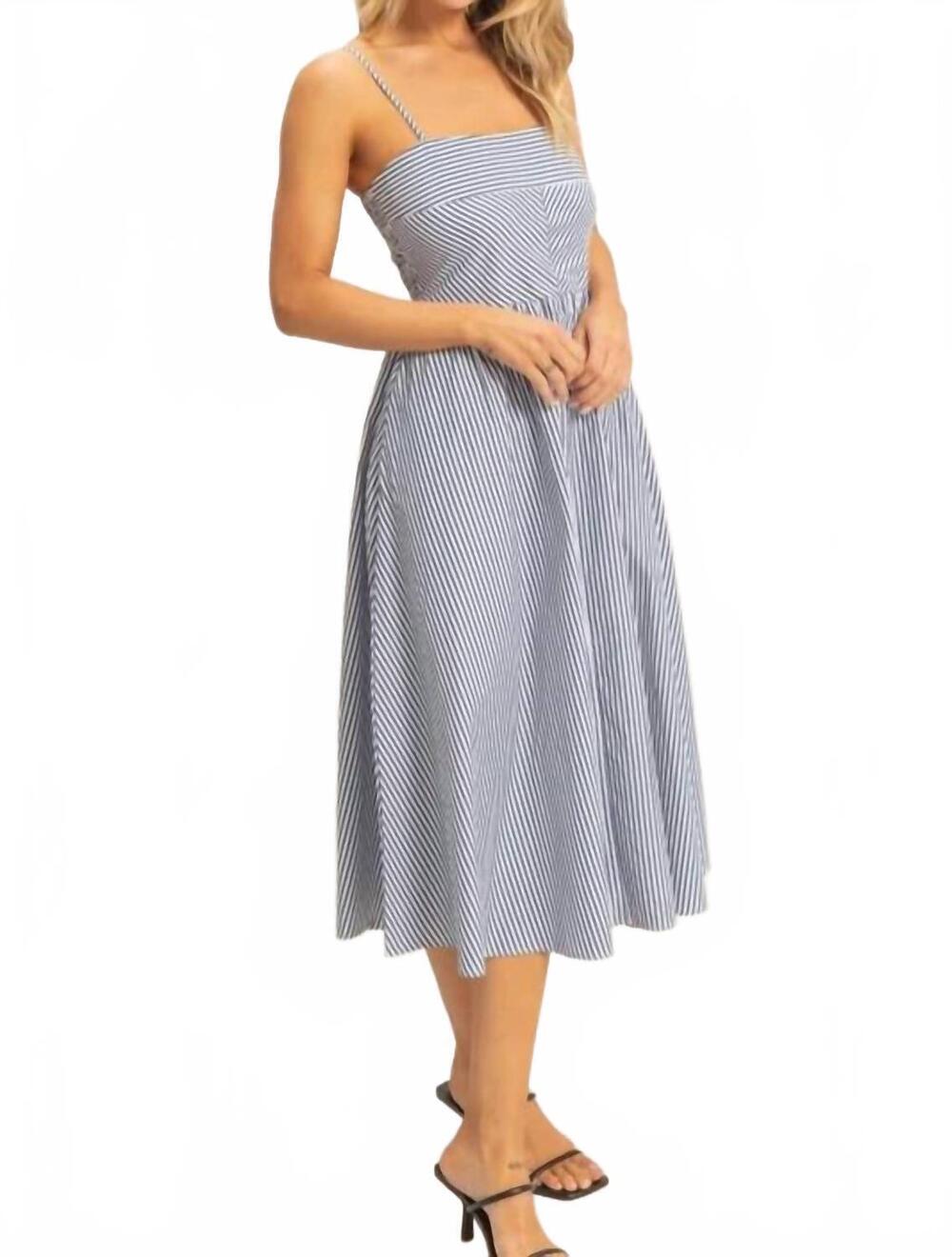 NEW HYFVE striped spaghetti strap dress in navy